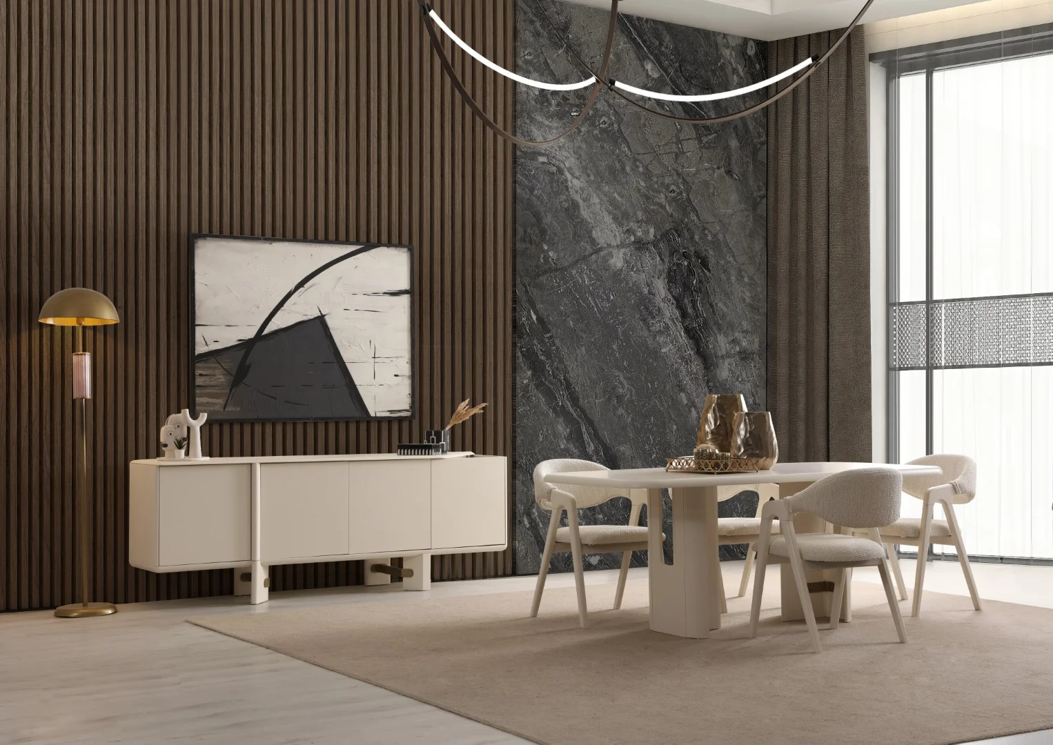 Glamour Yemek Odası - Krem
