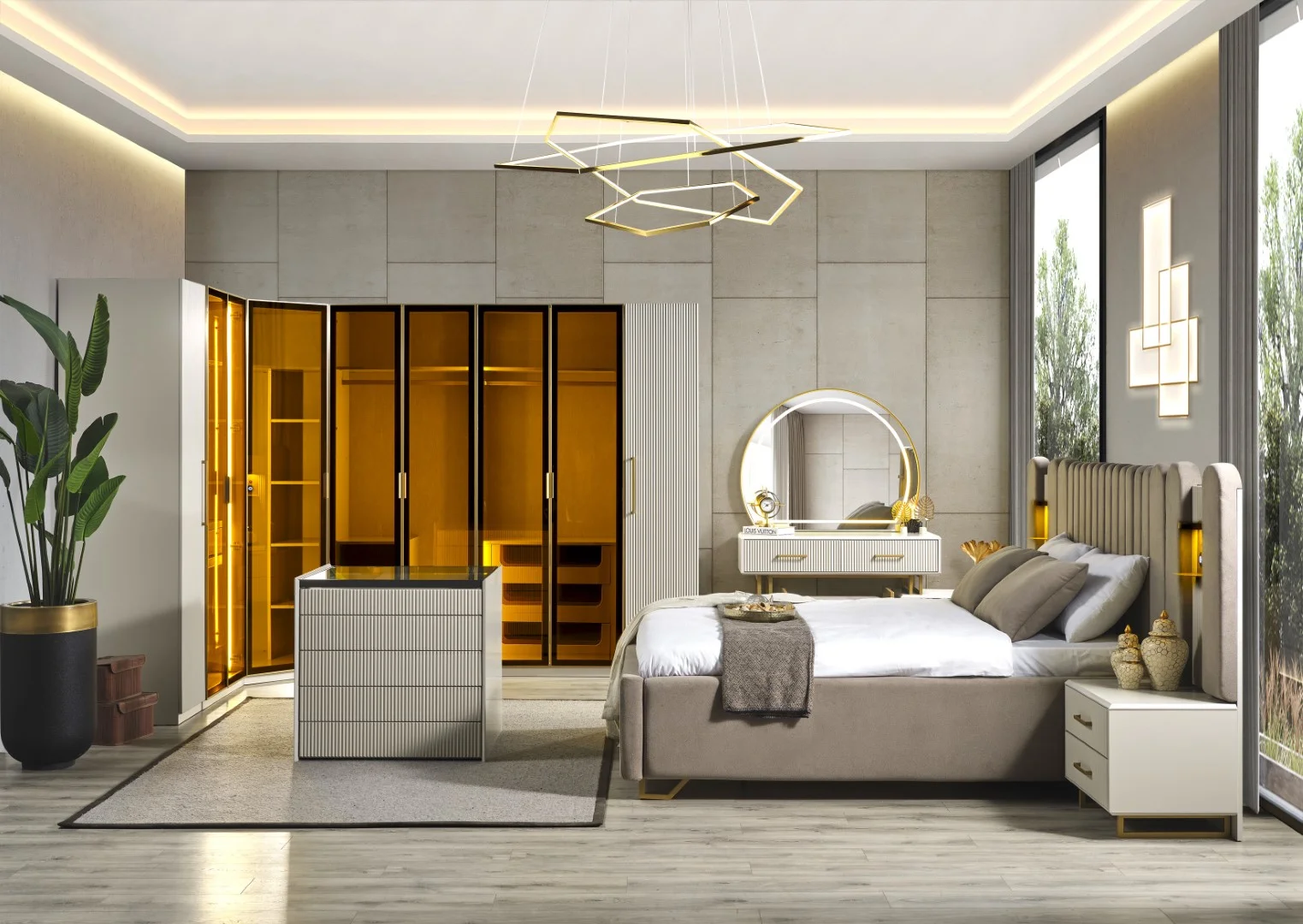 Gold Line Giyinme Dolabı & Yatak Odası