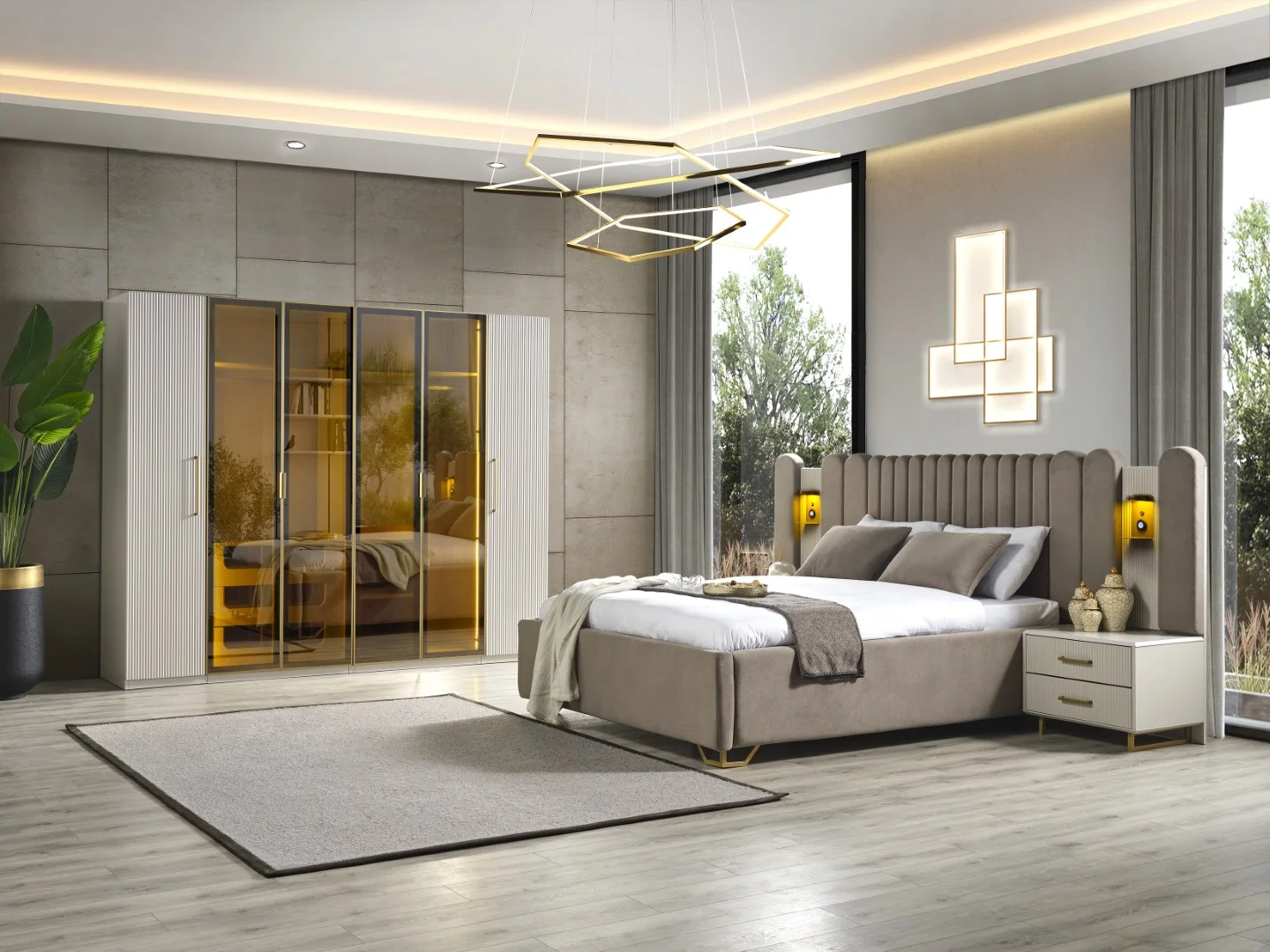 Gold Line Giyinme Dolabı & Yatak Odası 2