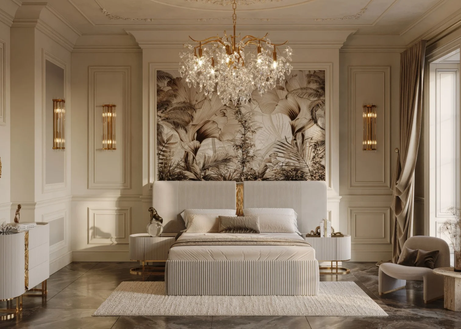 Lyon Luxury Yatak Odası - Krem
