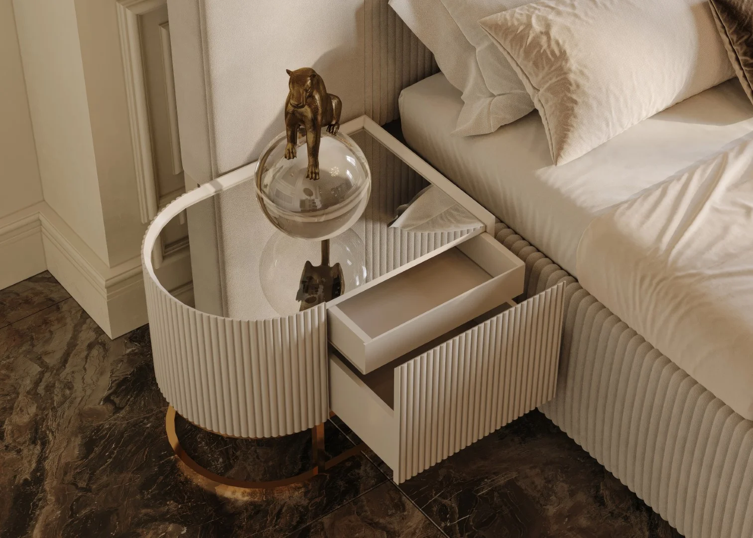 Lyon Luxury Yatak Odası - Krem 3