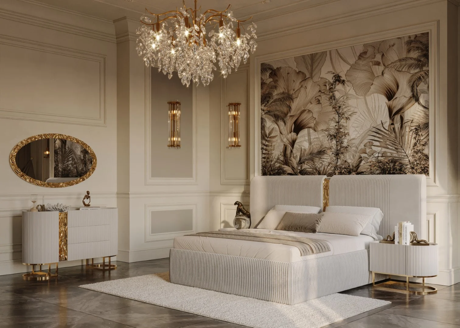 Lyon Luxury Yatak Odası - Krem 5