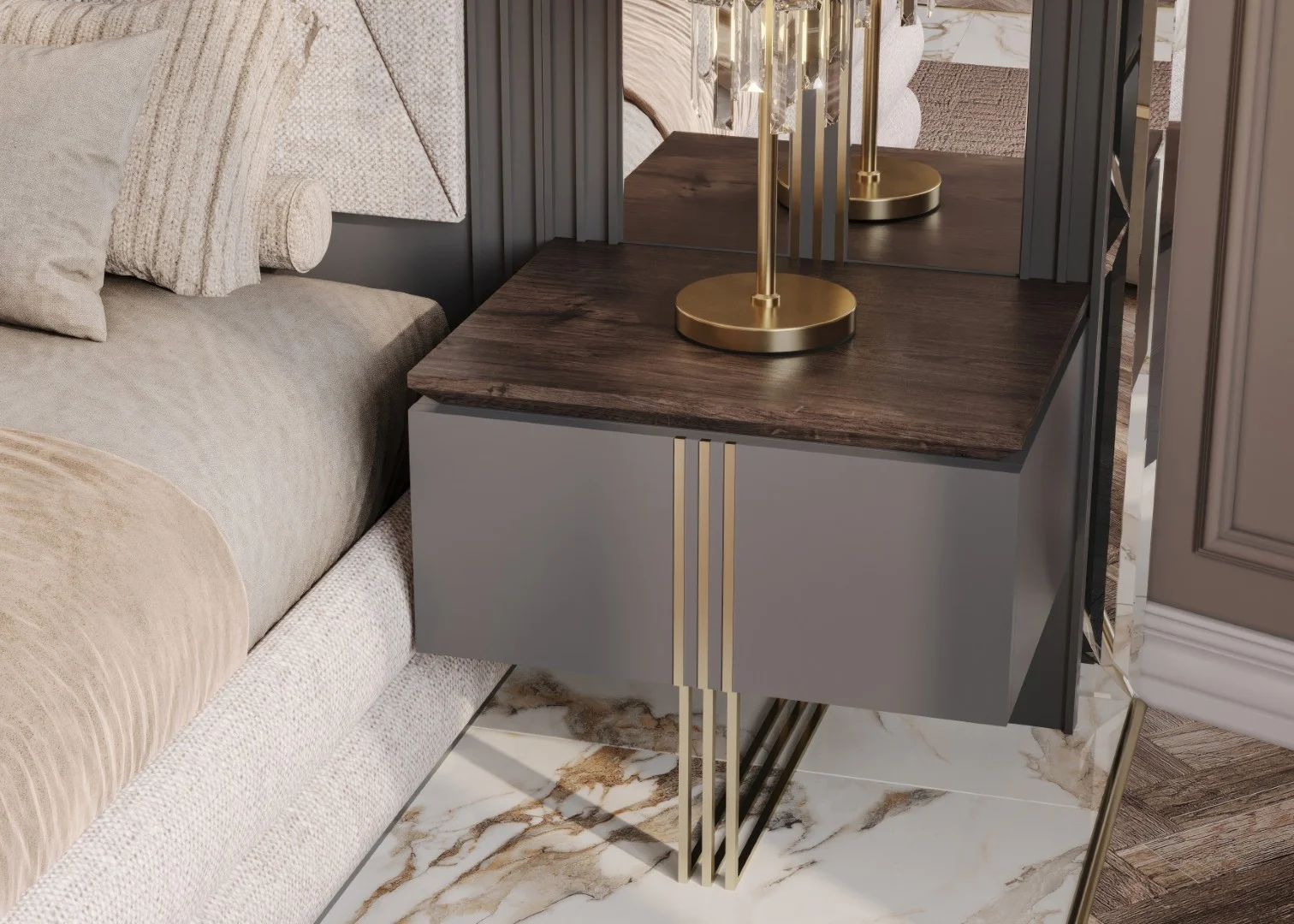 Madrid Luxury Yatak Odası - Gri 3