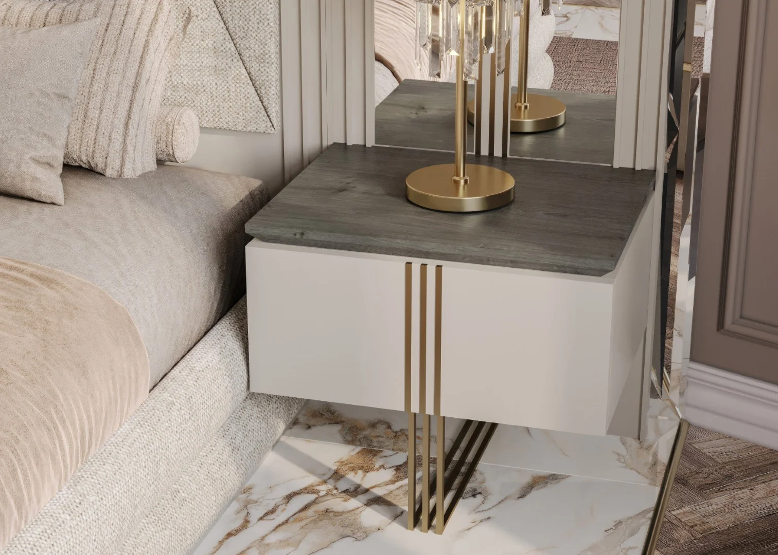 Madrid Luxury Yatak Odası - Krem 3