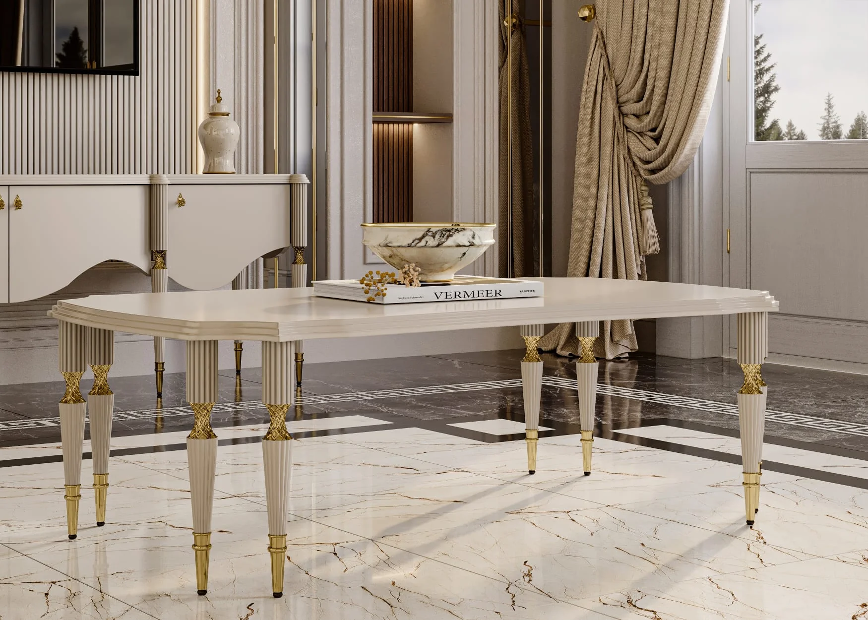 Monaco Mat Krem Orta Sehpa